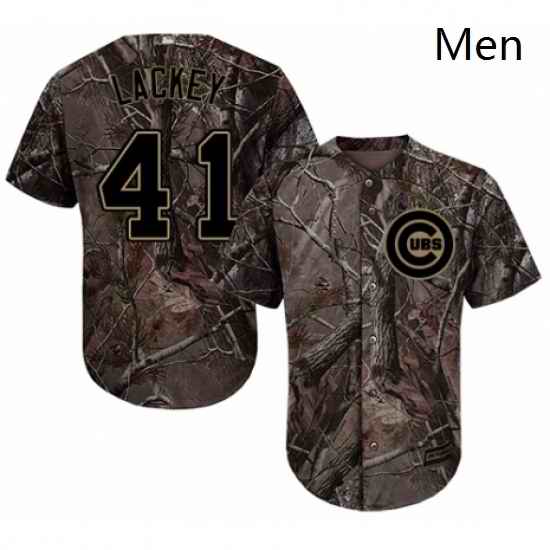 Mens Majestic Chicago Cubs 41 John Lackey Authentic Camo Realtree Collection Flex Base MLB Jersey